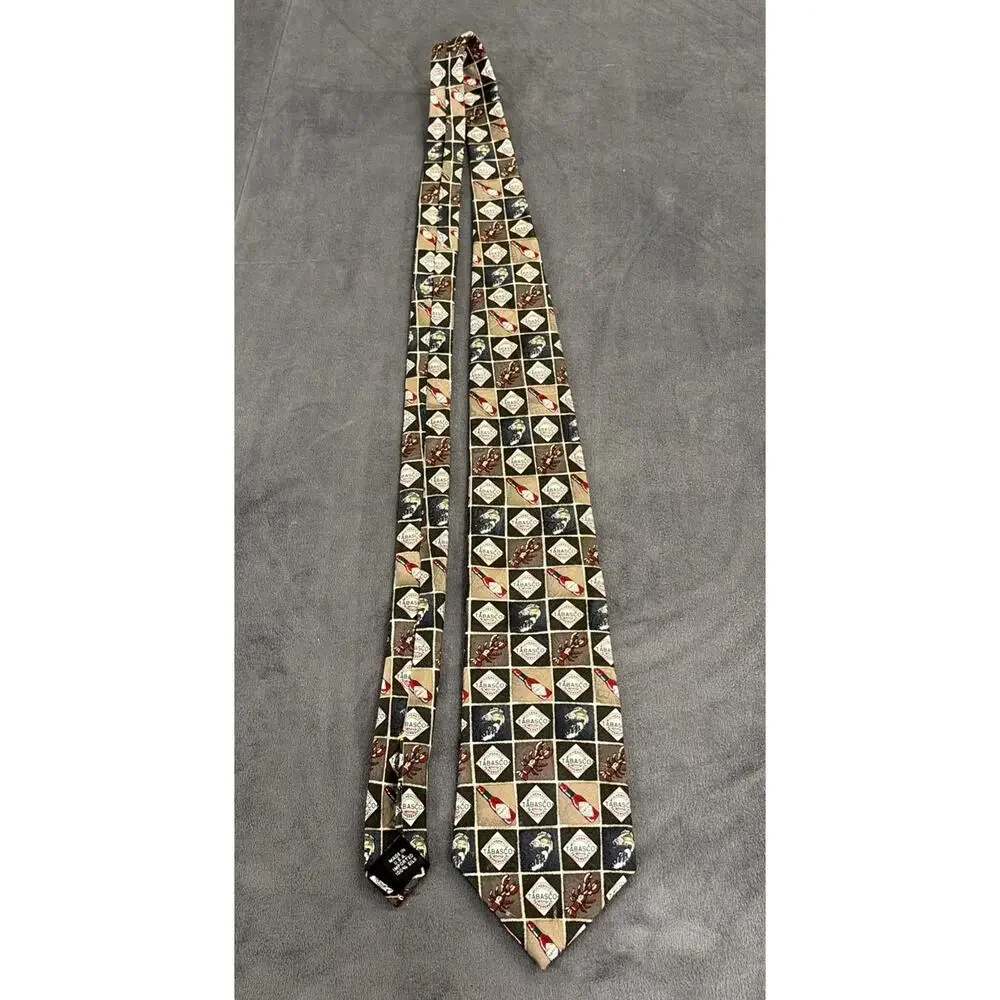 Lot of 9 Vintage Tabasco Brand Novelty Designer Neck Ties Hot Sauce 100% Silk